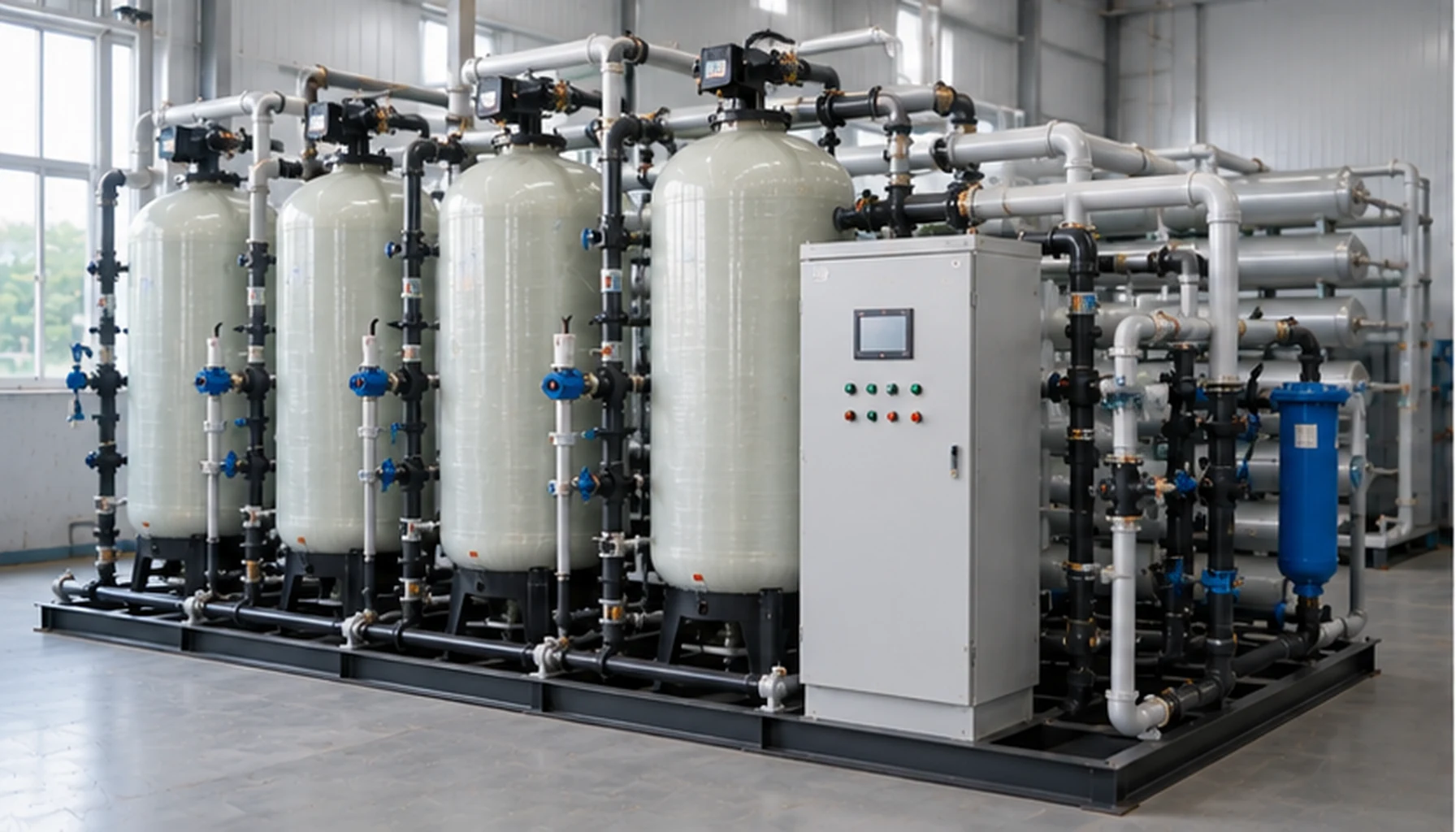 Industrial adsorption and filtration system using activated alumina balls