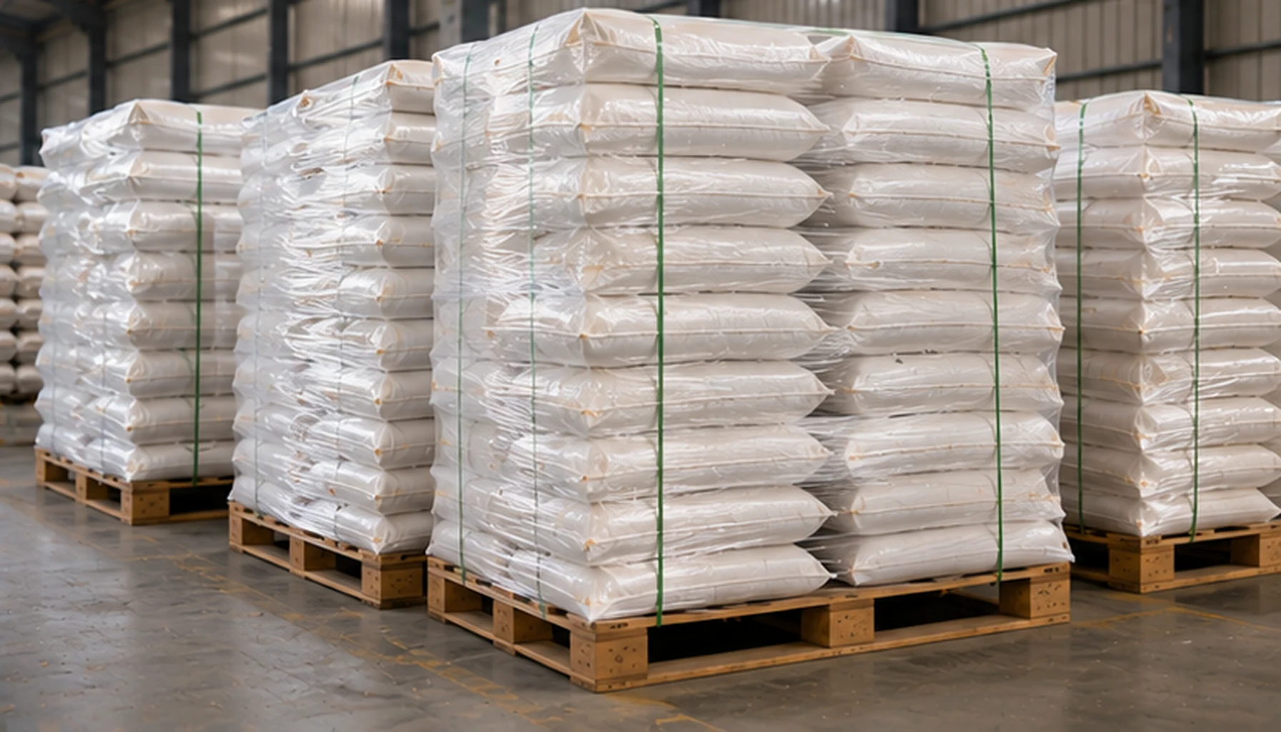 Activated alumina desiccant packaging warehouse with bags and palletized export supply
