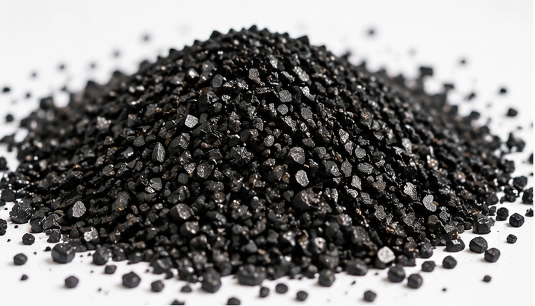 Granular activated carbon product closeup for industrial adsorption
