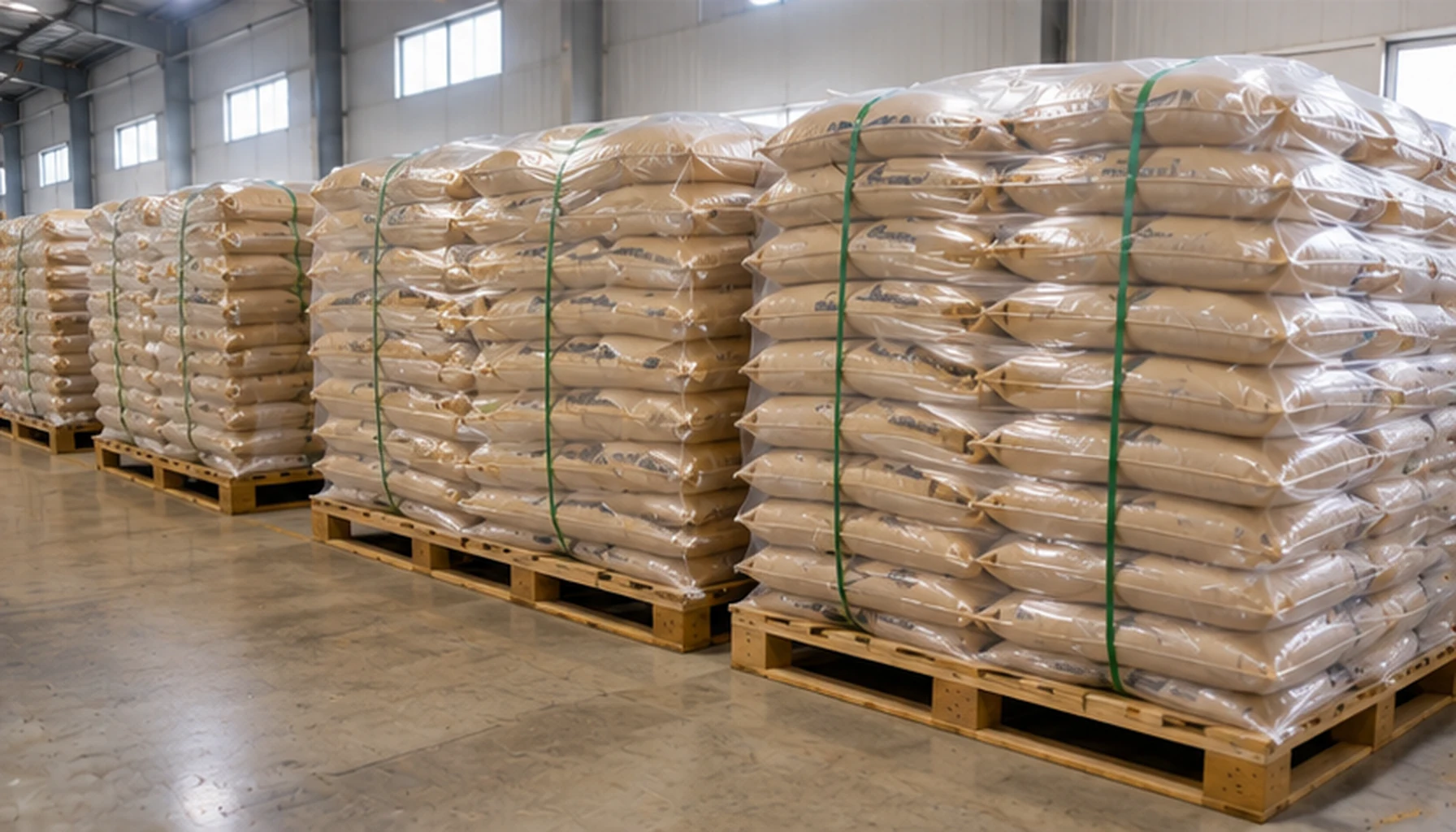 Activated molecular sieve powder packaging warehouse with palletized export supply