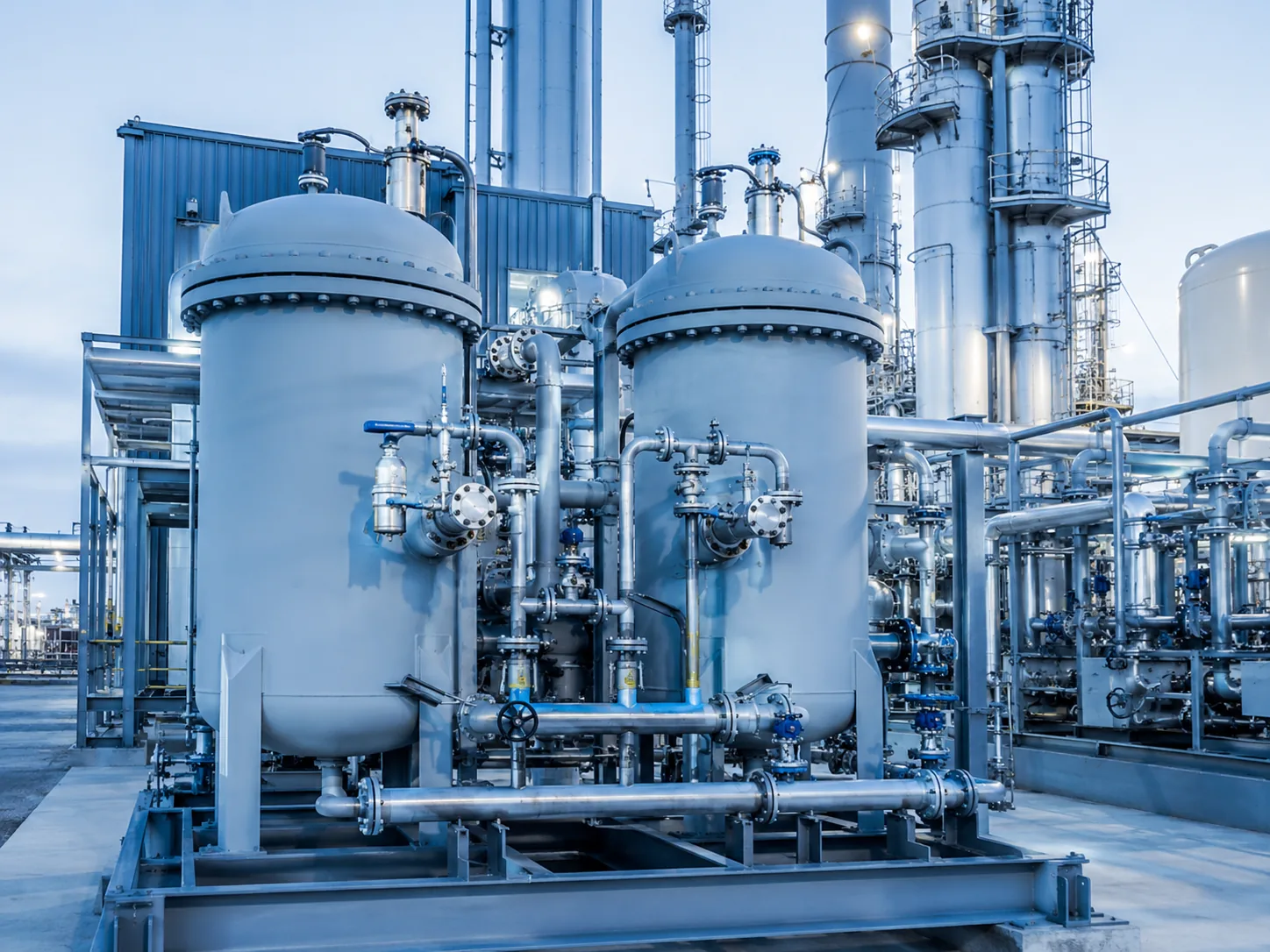 Air separation pre-purification twin adsorber system