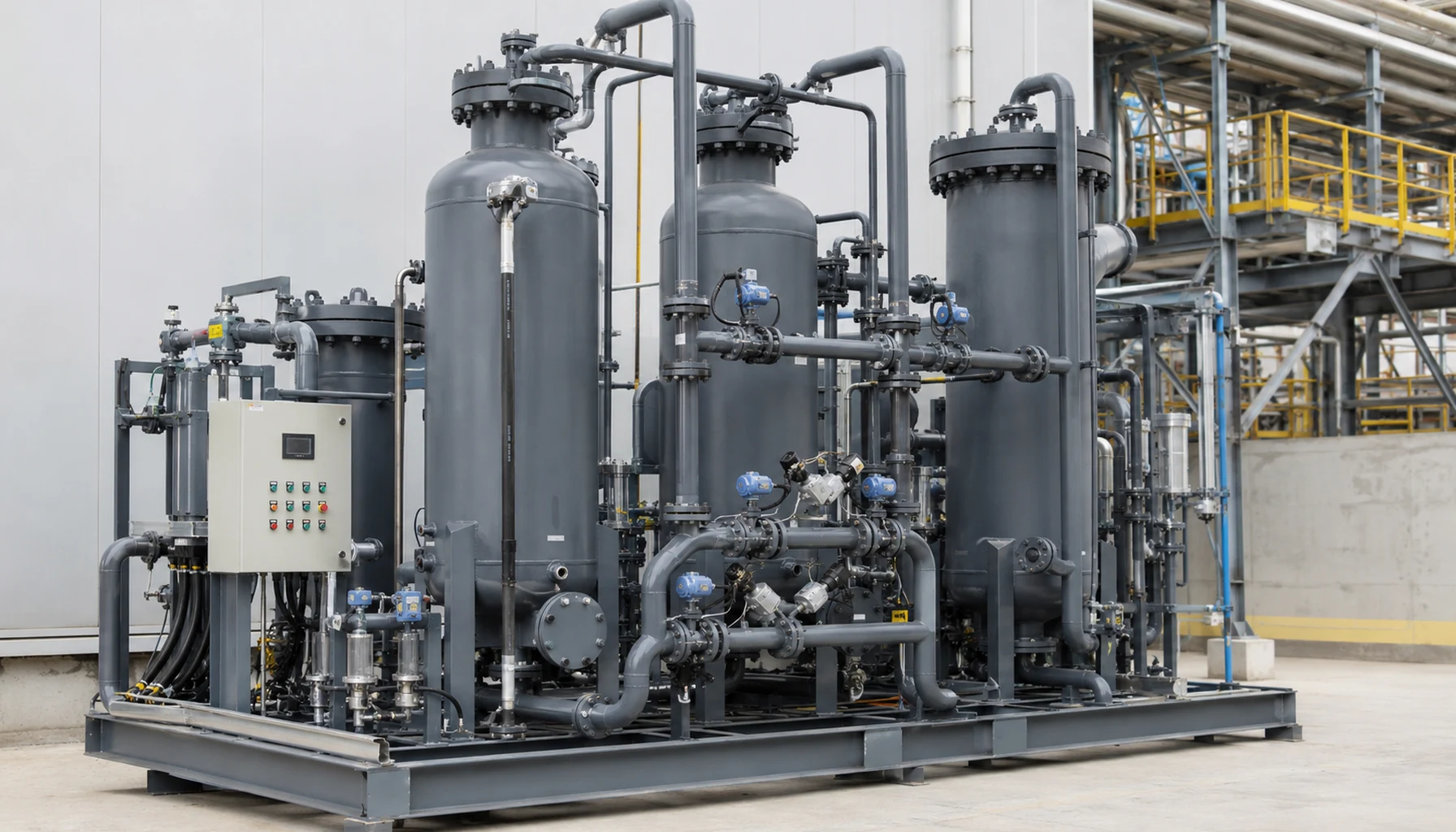 Industrial purification system for carbon adsorbents gas and liquid treatment applications