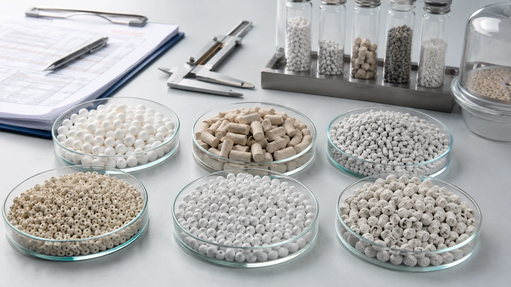 catalyst carrier materials prepared for laboratory analysis and specification review