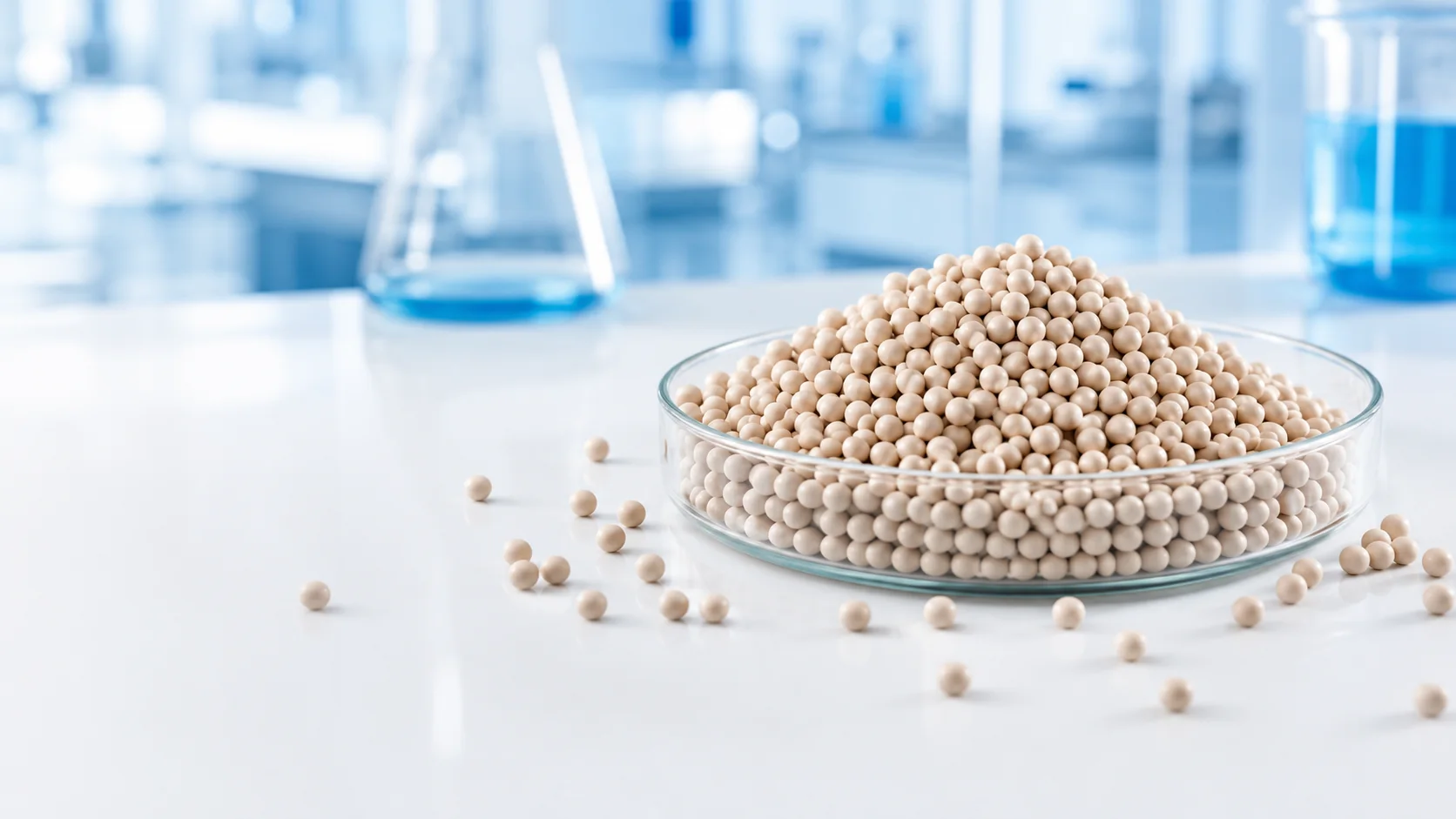 Molecular sieve beads and pellets for industrial drying purification and separation