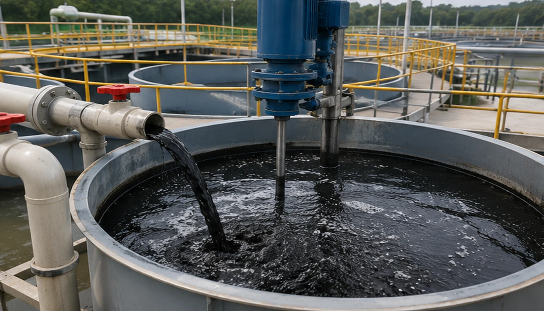 Powder activated carbon liquid treatment and industrial mixing system