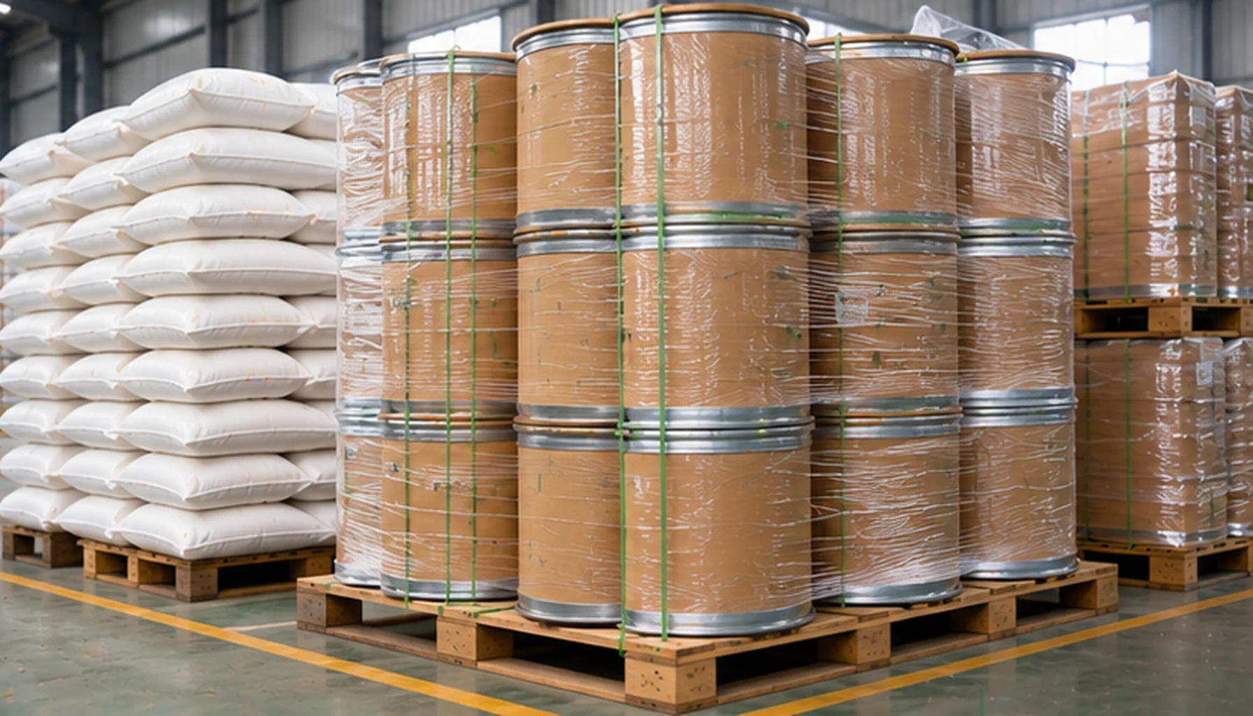 Refrigerant molecular sieve packaging warehouse with drums bags and palletized export supply