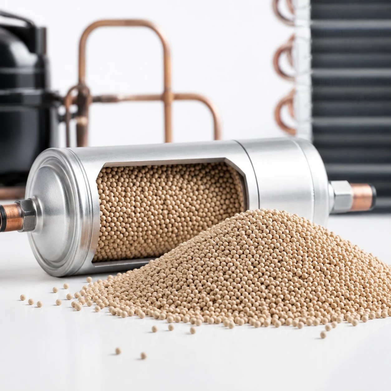 Refrigeration molecular sieve for refrigerant filter driers and sealed cooling systems