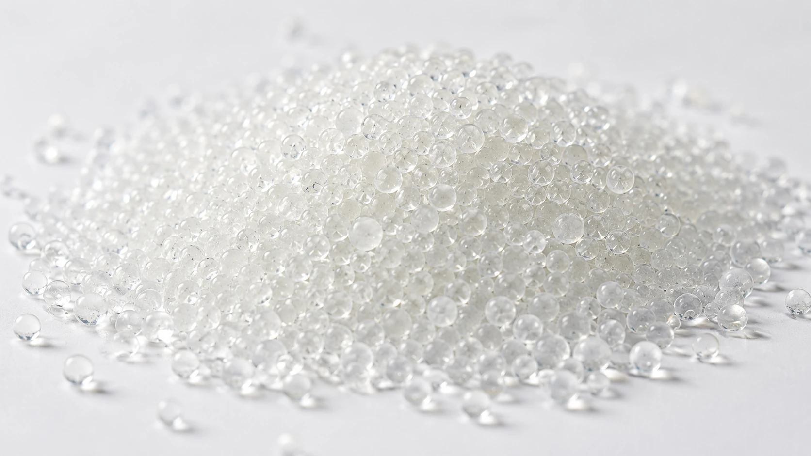 Clear silica gel desiccant beads for moisture control and packaging protection