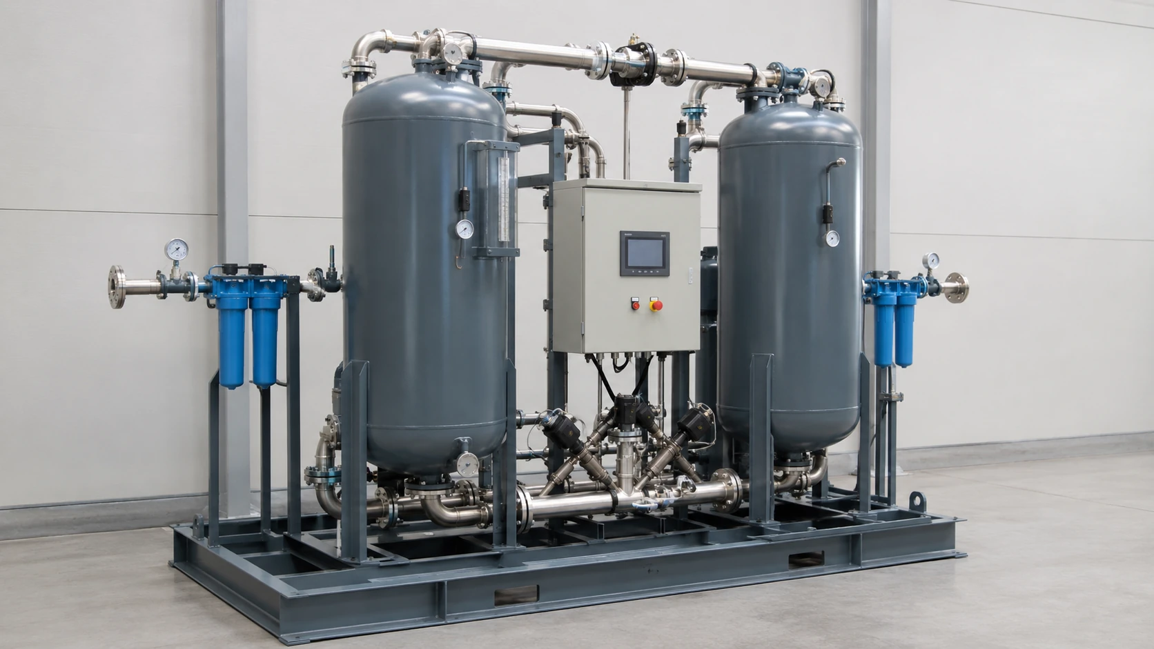 Twin tower regenerative desiccant compressed air dryer