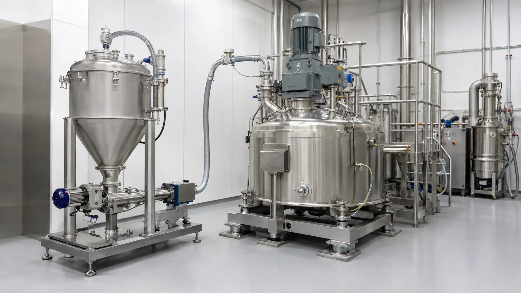 Activated molecular sieve powder closed feeding and industrial formulation mixing system