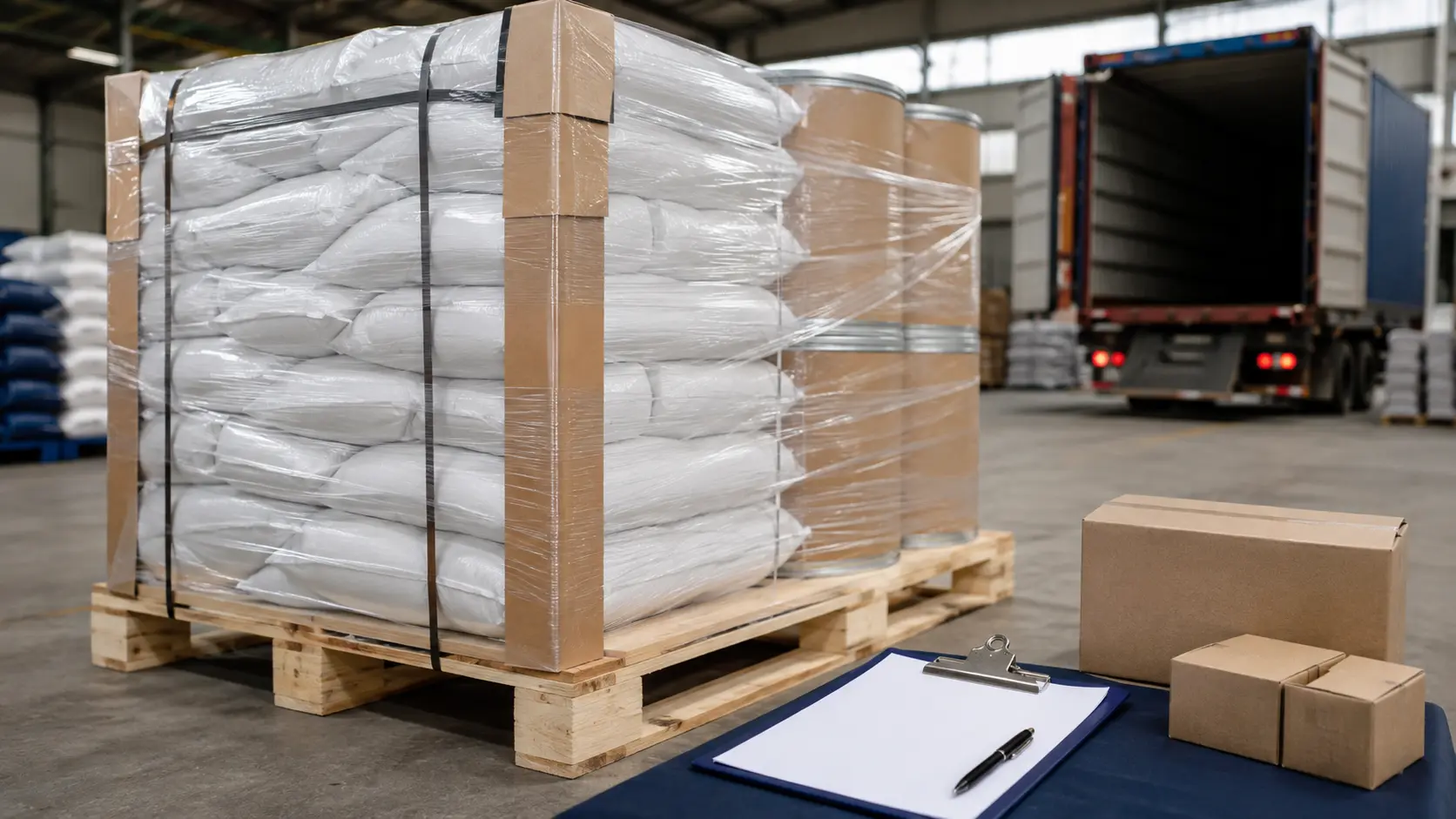 Export packaging and document coordination for adsorbents