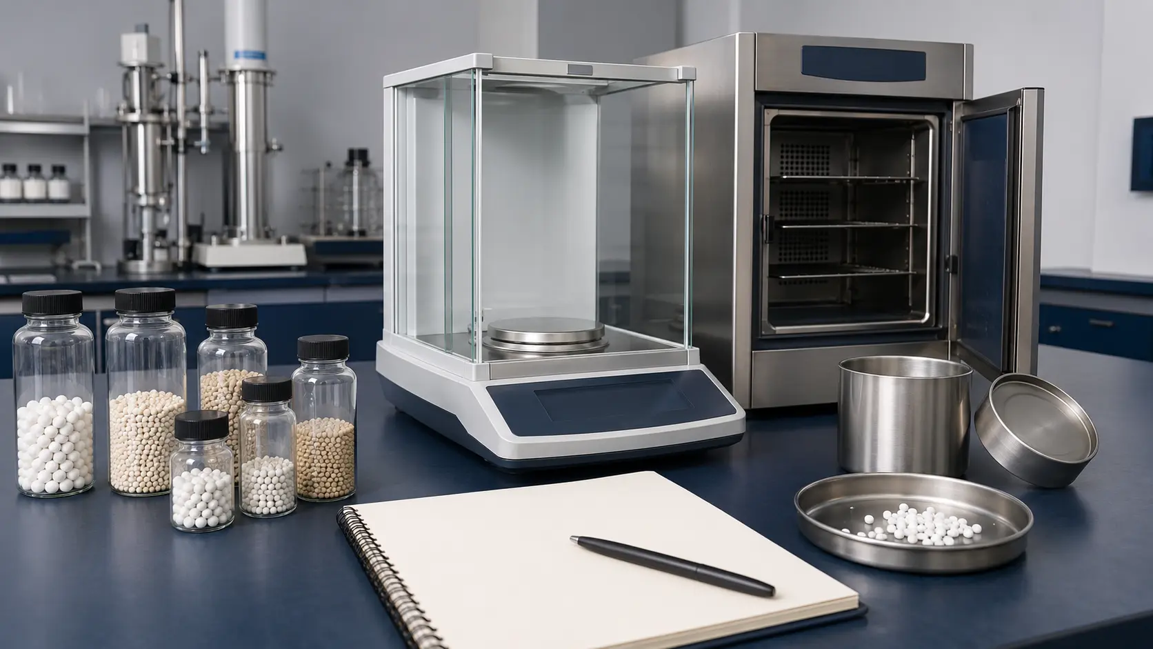 Laboratory quality testing of industrial adsorbent samples
