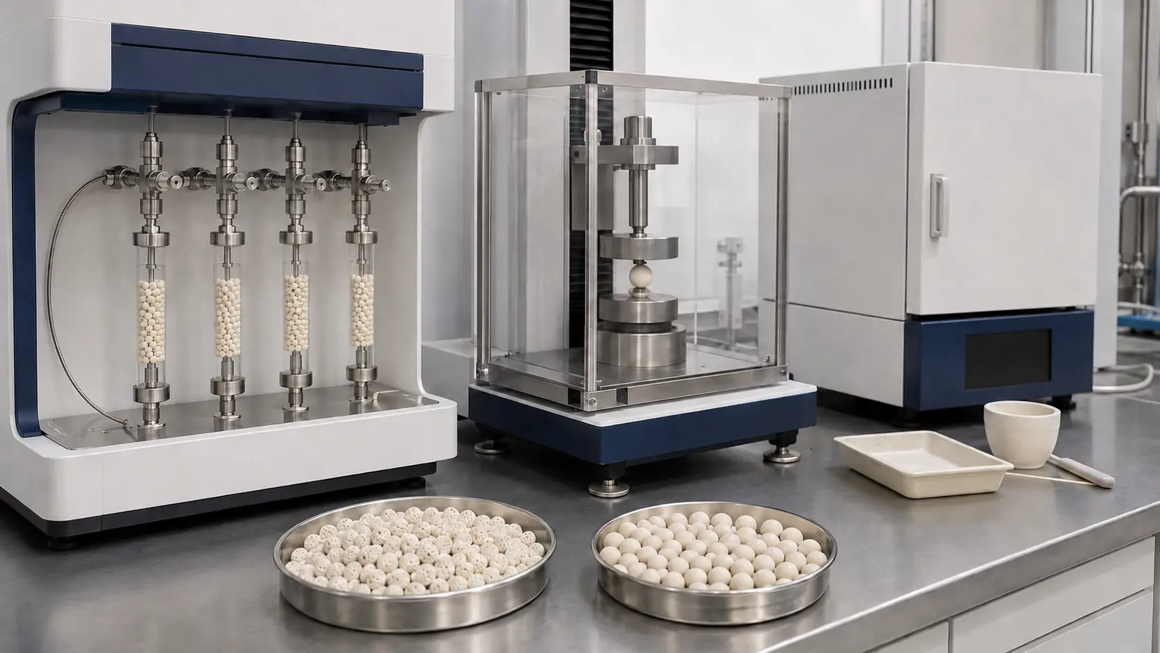 Catalyst Carrier vs Support Media pore structure, crush strength and thermal stability performance testing