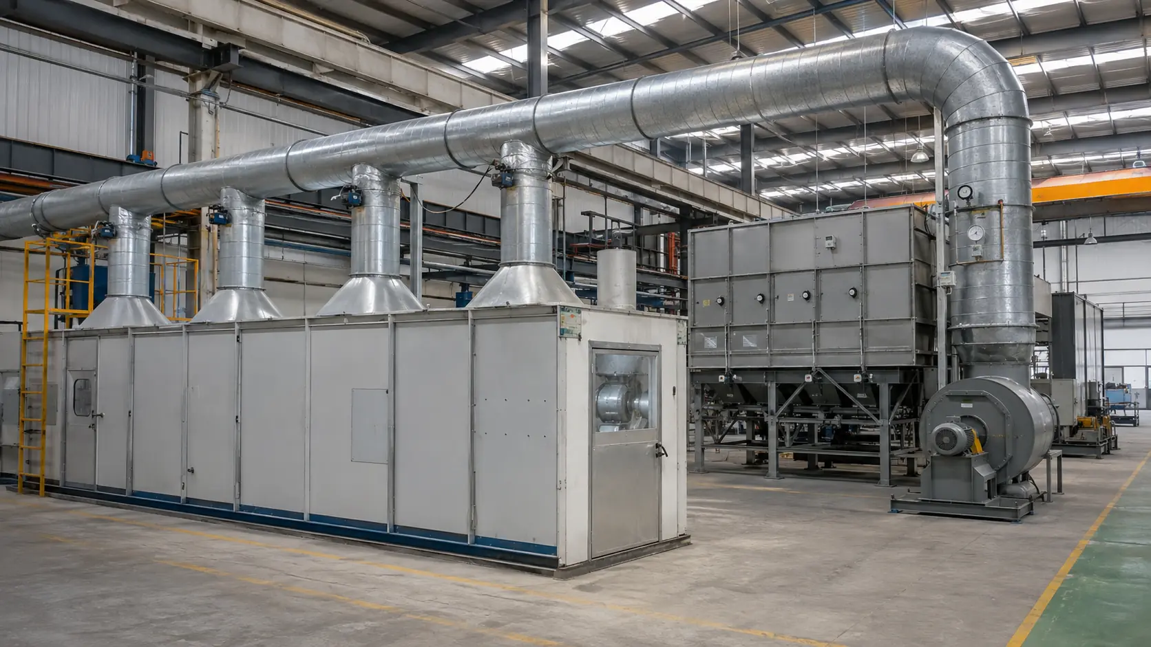 VOC and Odor Control Adsorbents in a centralized industrial exhaust collection and treatment system