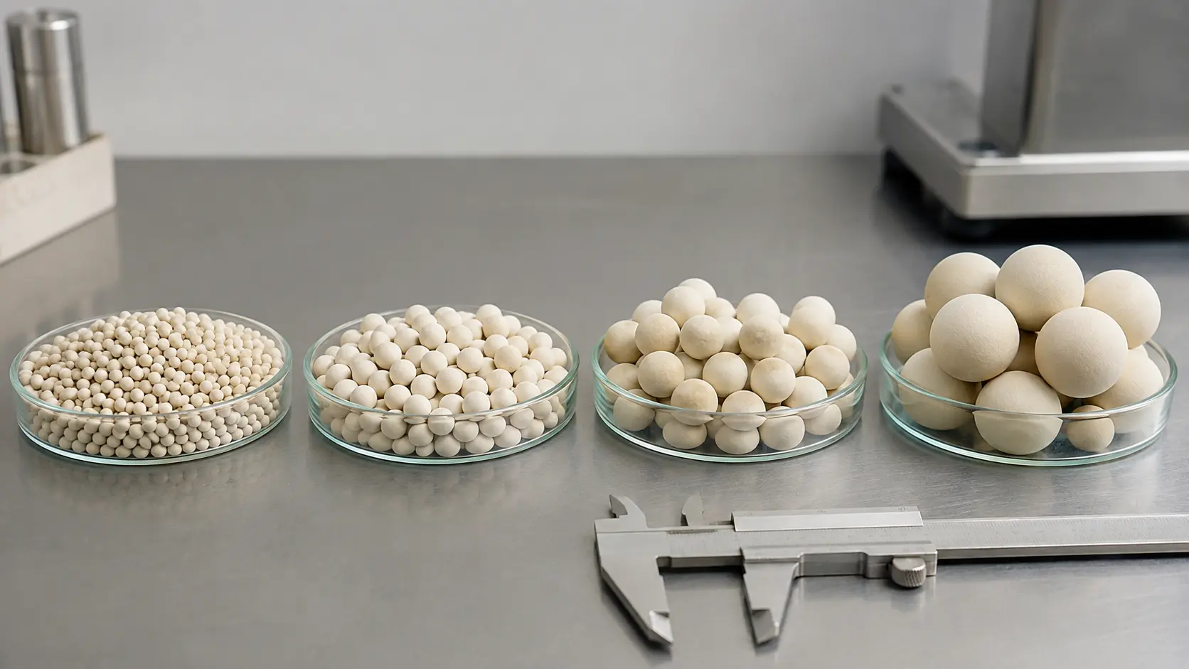 Inert ceramic balls and alumina support media in different sizes